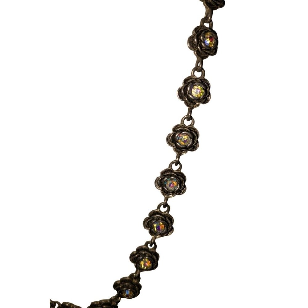 Premier Designs Aurora Borealis Rose Necklace 14-18 Silver Tone Metal Extender - Picture 4 of 11